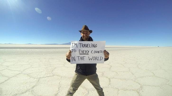 first person to visit every country in the world — without flying